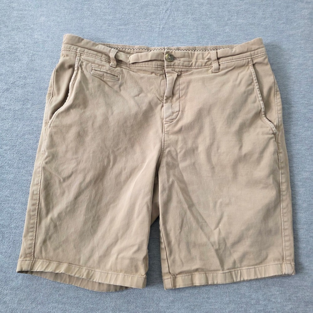 Johnnie-O Mens Khaki Chino Shorts Size 32 Stretch Cotton Flat Front Casual Prep